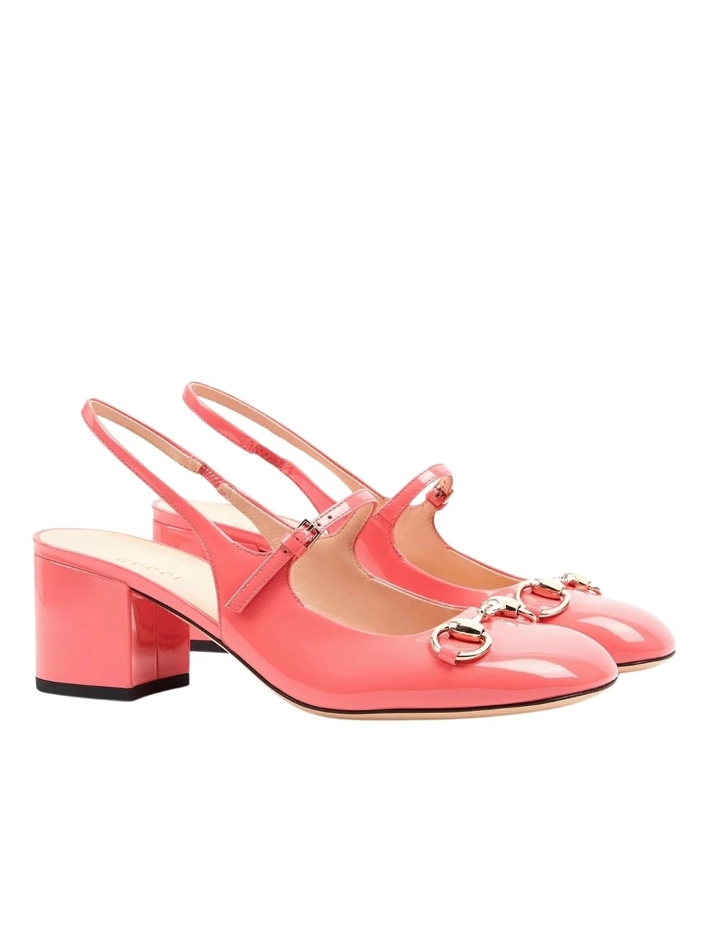 GUCCI Horsebit 55 Patent Leather Slingback Pumps 39